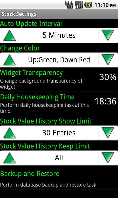 yco sstock settings en